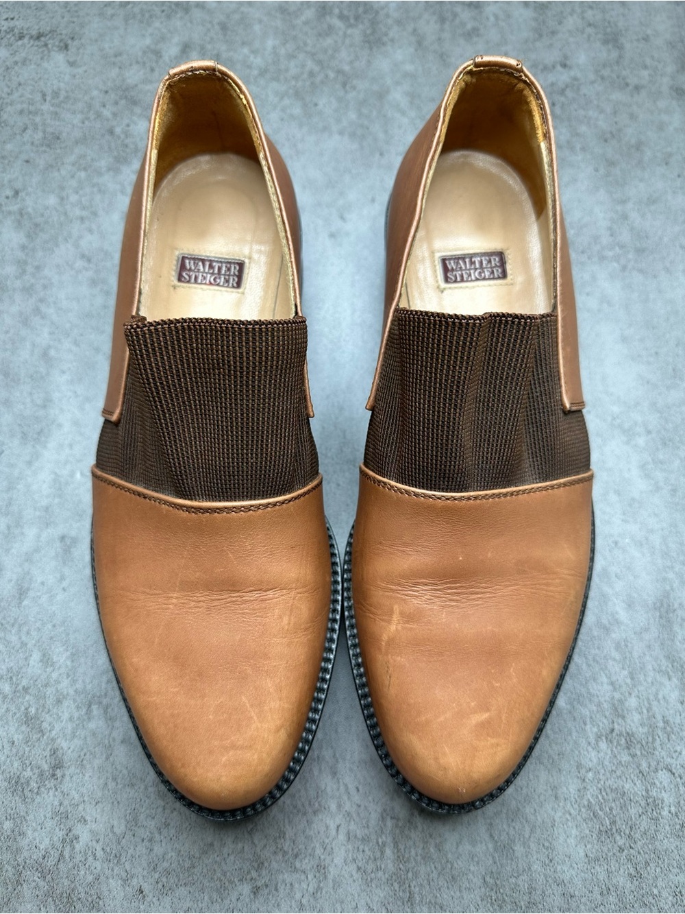 Vintage Walter Steiger Platform Loafers – Brown Leather – Size 8